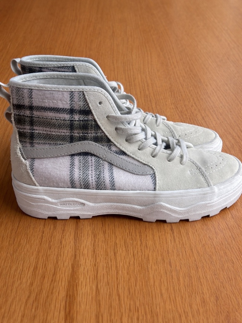 Vans High-Top Sneakers in Light Gray and White